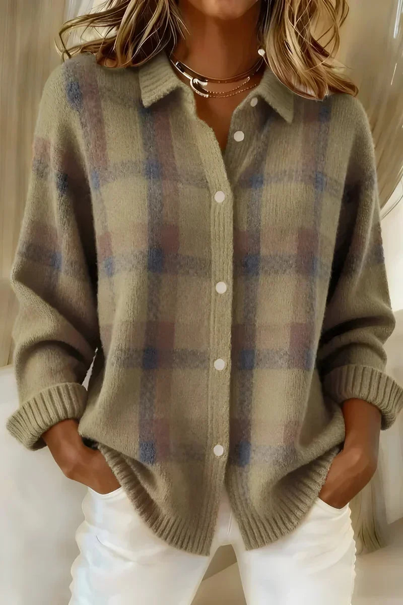 TAYLOR™ | Kuschelige karierte Strickjacke
