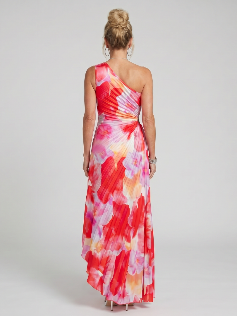 Taya | One-Shoulder-Midikleid mit plissiertem Oberteil