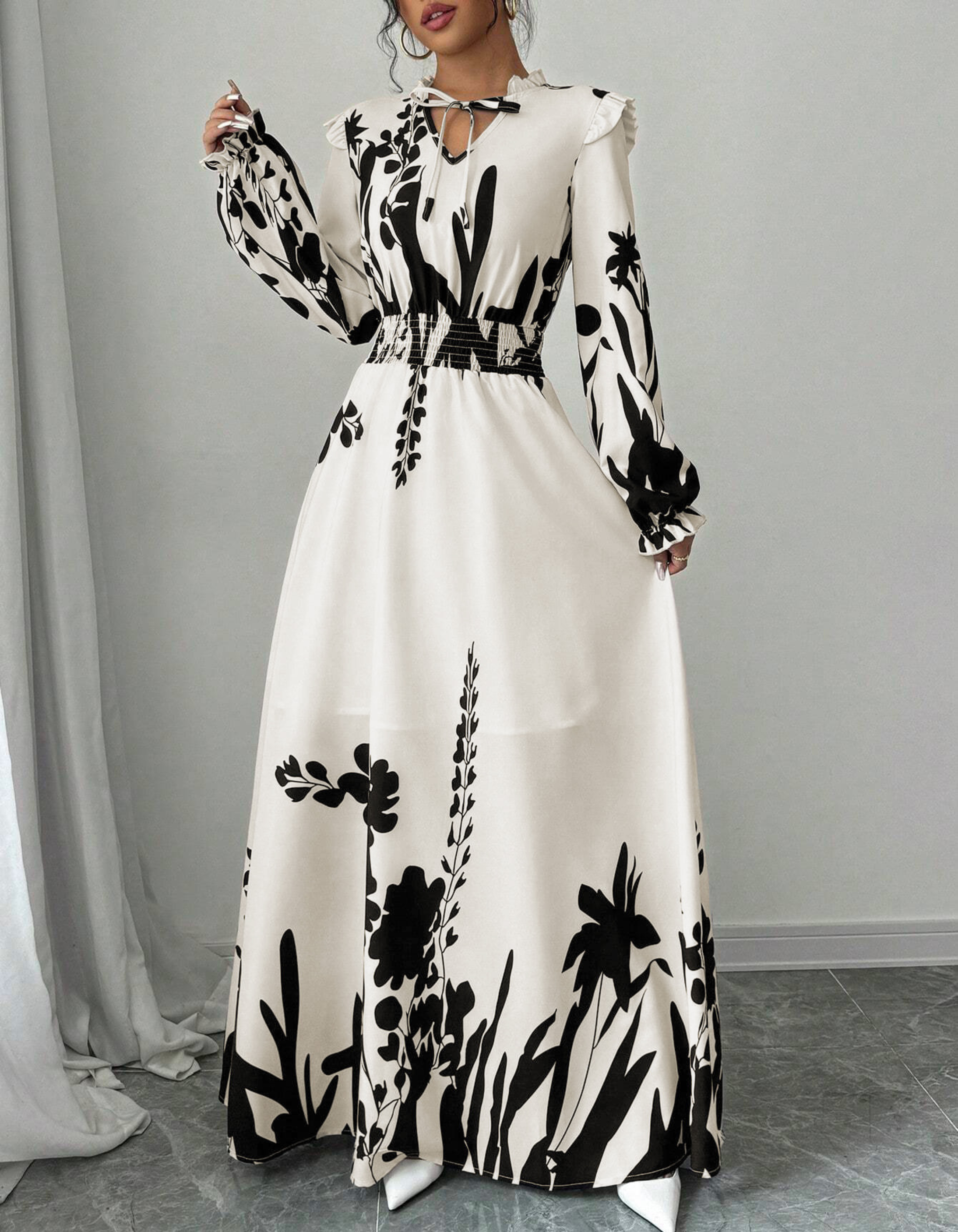 Nesta | Langärmeliges Maxikleid