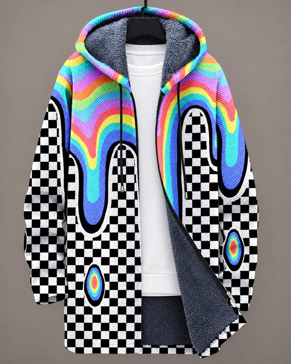 Vivienne Regenbogen-Karo-Kapuzenjacke