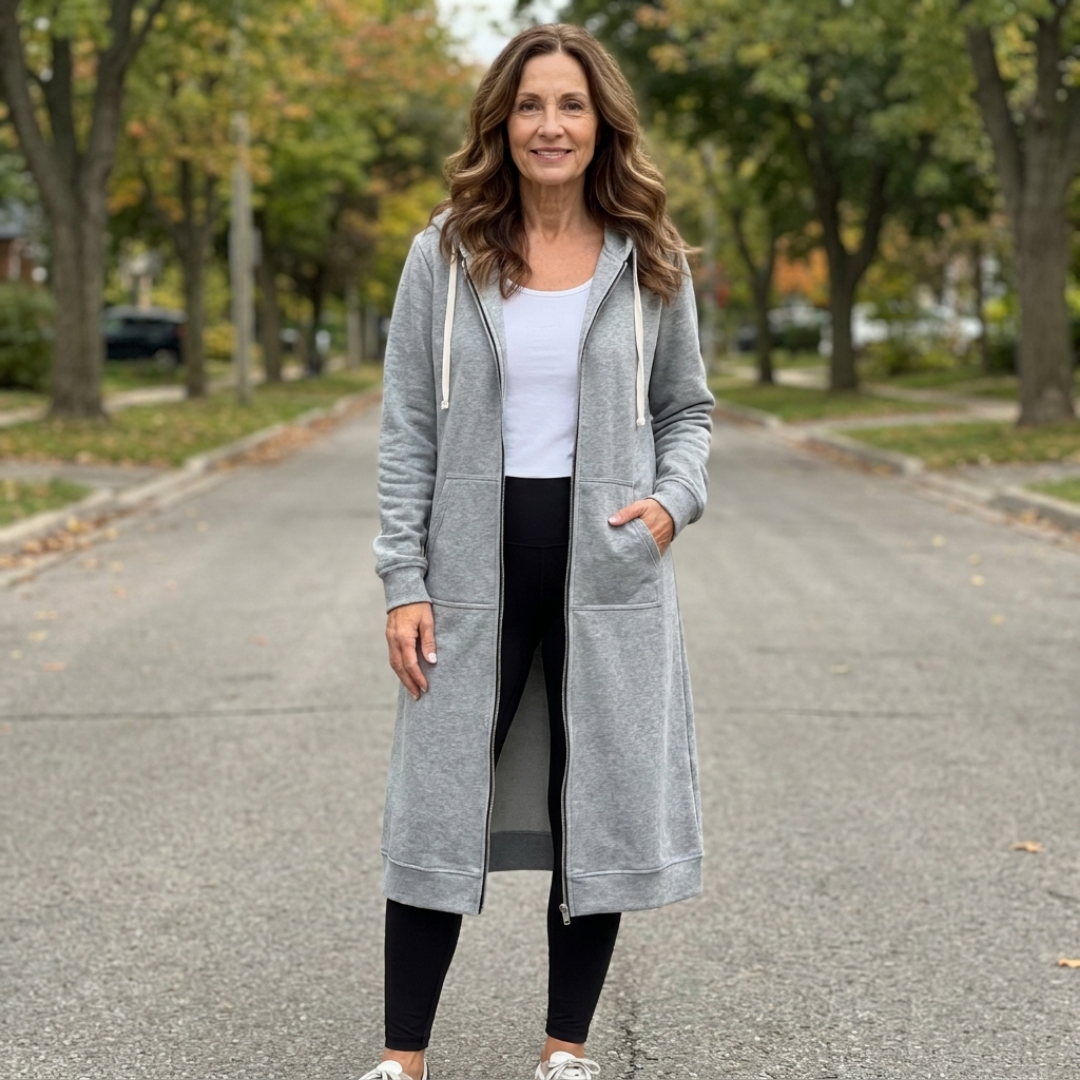 Mila – Langer Cardigan mit Reißverschluss