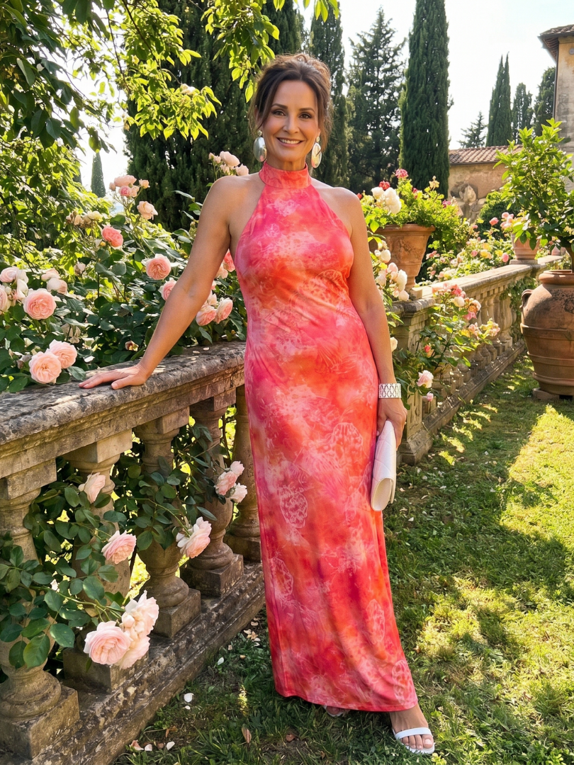 Coraline | Trägerloses Maxikleid mit Print