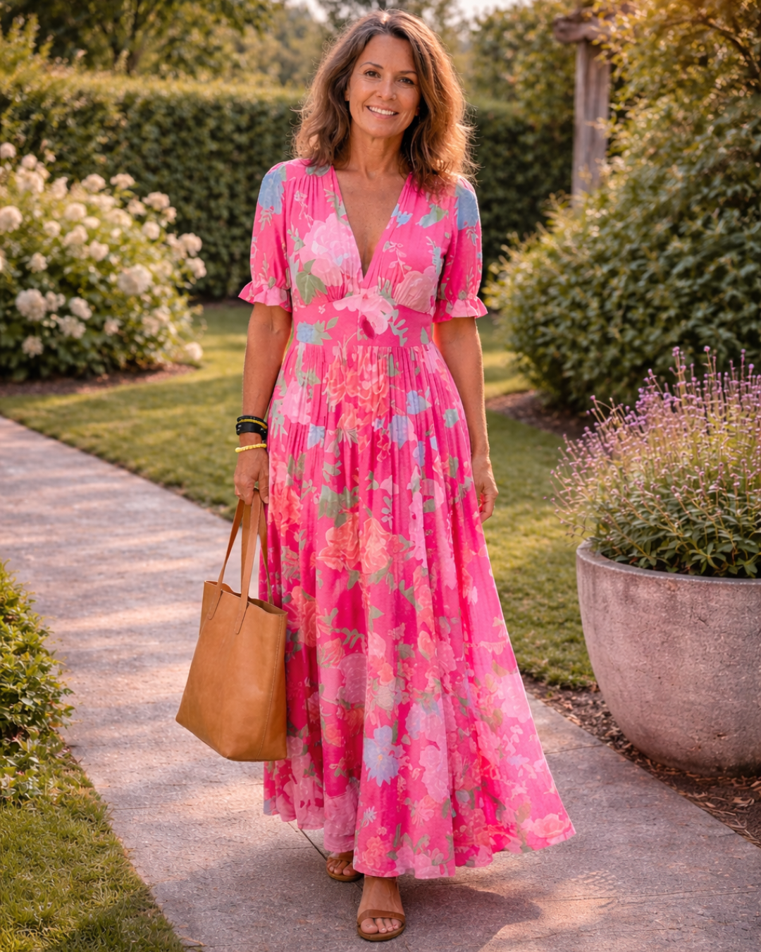Della | Maxikleid mit Blumenmuster und V-Ausschnitt