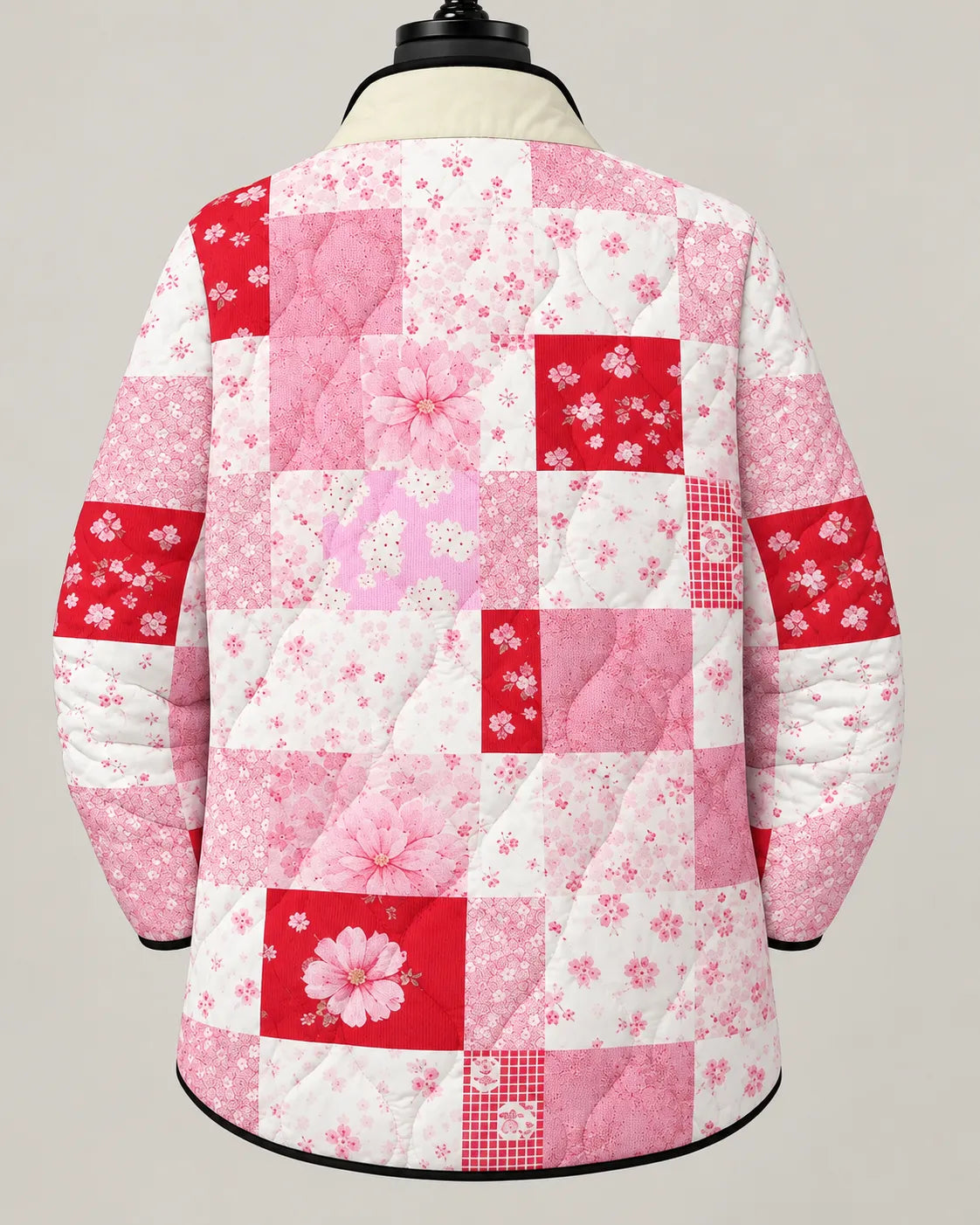 Rosalie | Gesteppte Patchwork-Jacke mit romantischem Blumenmuster