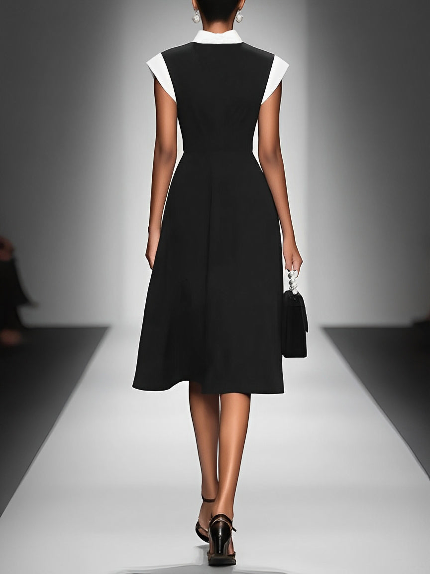 Ariane | Midikleid mit Karree-Ausschnitt und Colorblock-Ärmeln