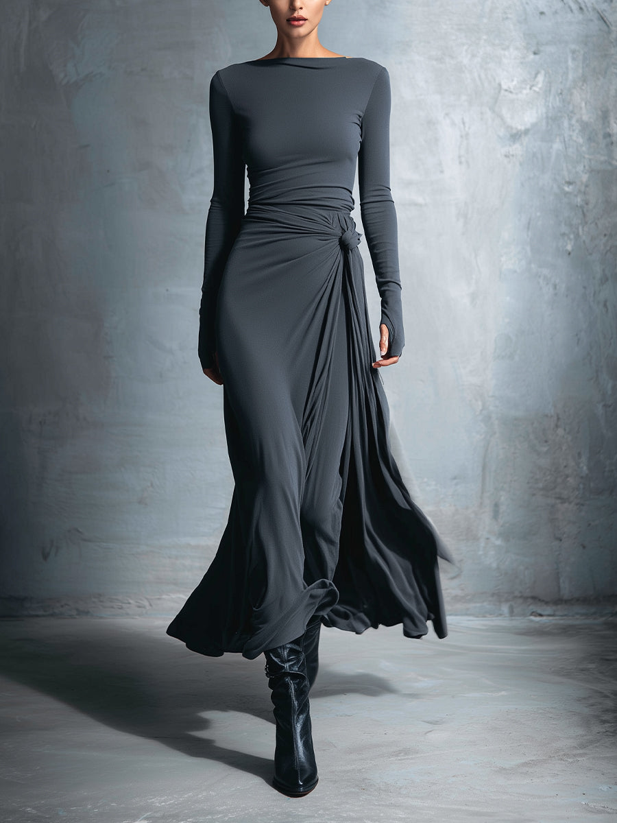 Naomie | Maxikleid mit seitlicher Schleife
