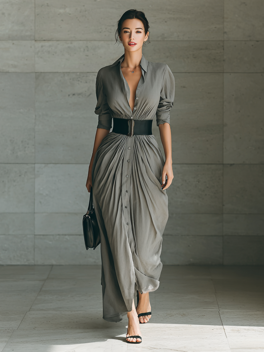 Zéphyrine | Langes plissiertes Kleid