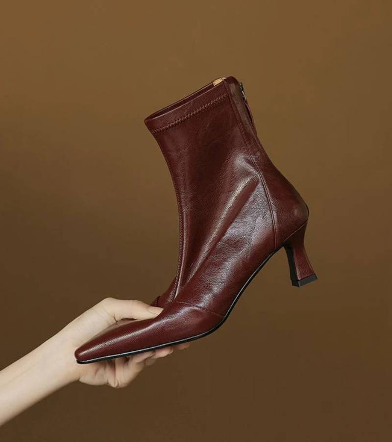 Charlotte-May | Lederstiefeletten mit Absatz