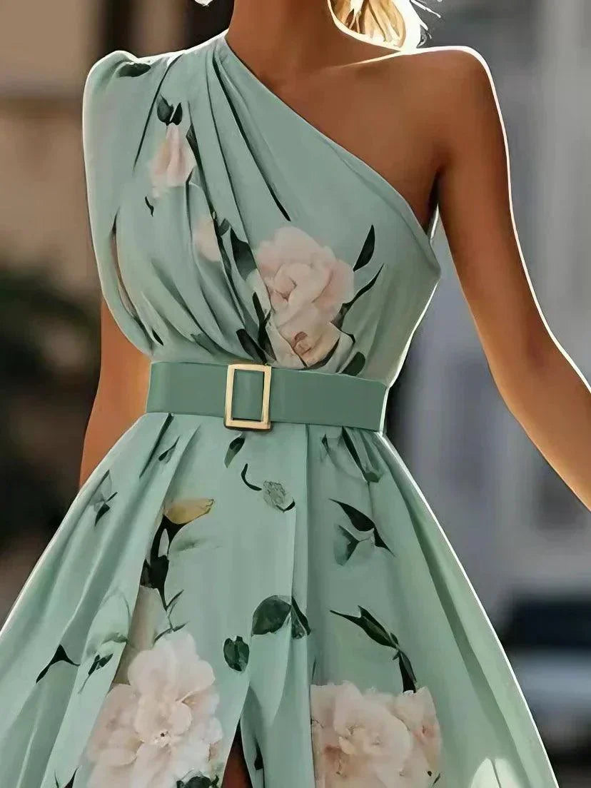 Julie | Chiffon Floral Chiffon Grün Chiffon Maxikleid