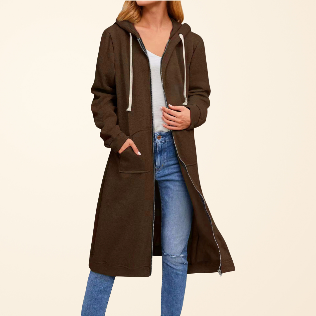 Mila – Langer Cardigan mit Reißverschluss