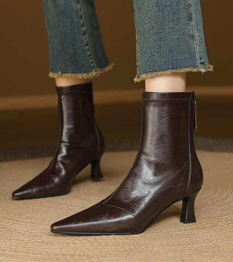 Charlotte-May | Lederstiefeletten mit Absatz