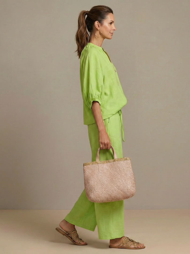 Natalia | Blouson-Top mit Reissverschluss und Hose mit weitem Bein