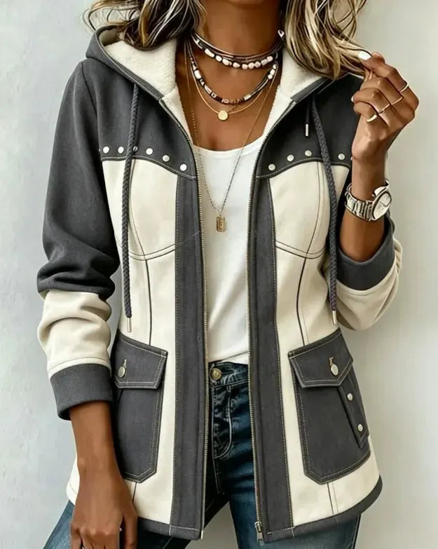 Lena – Patchwork-Jacke mit Kapuze