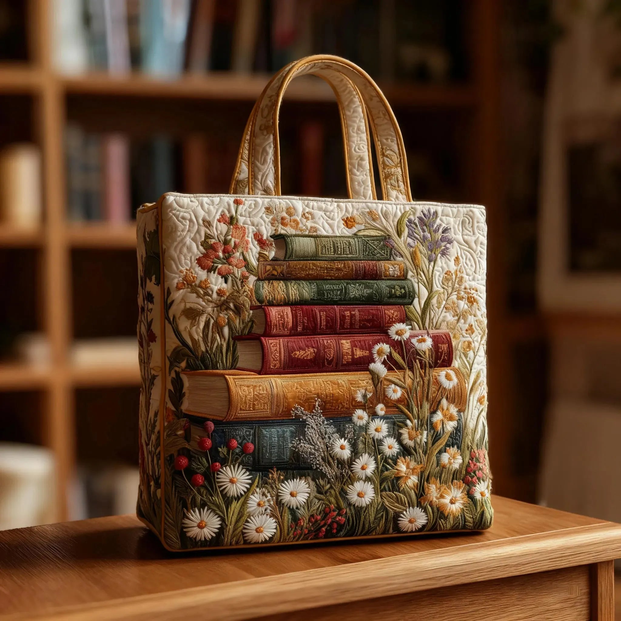 Handgefertigte gesteppte Tasche mit Blumenmotiv