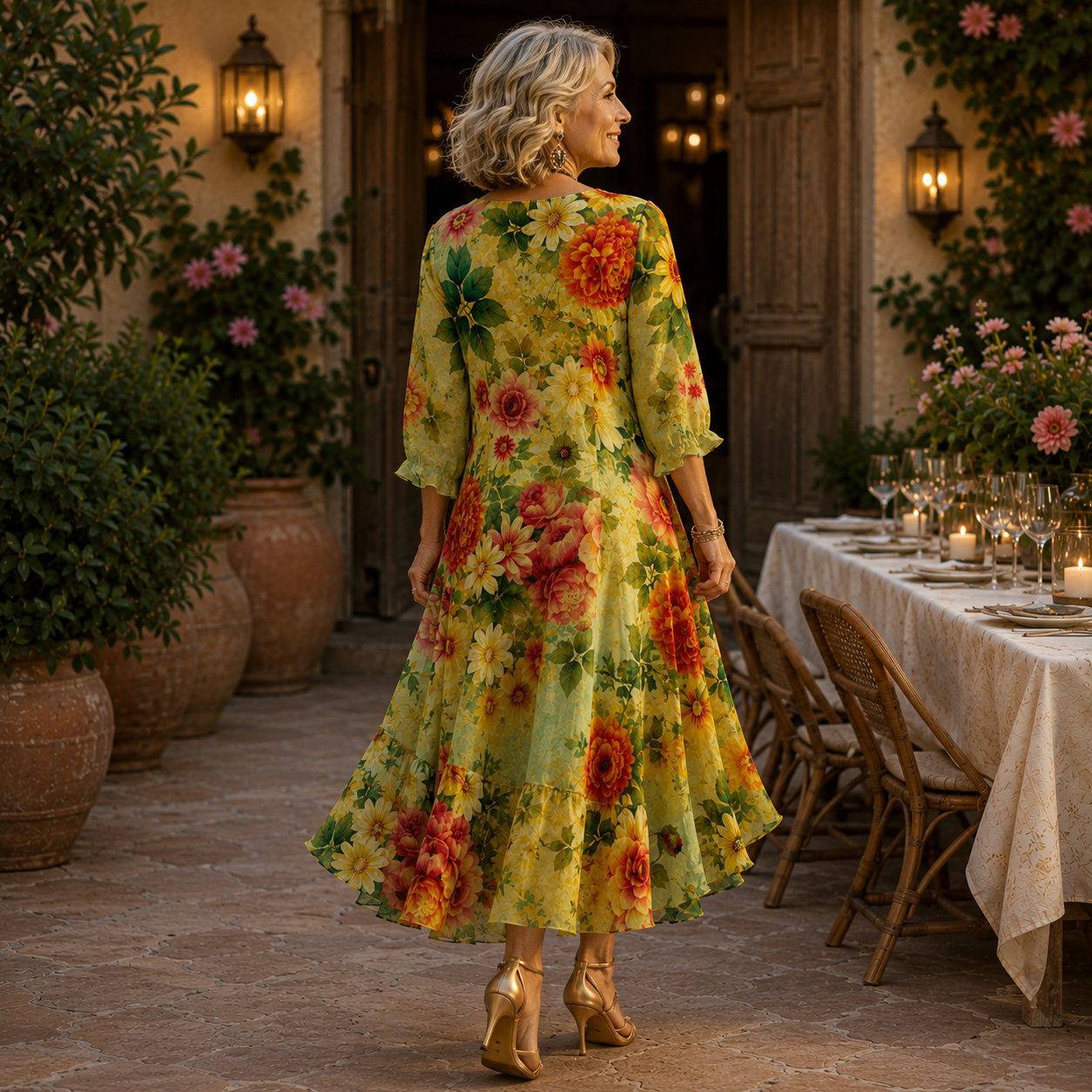 Janessa | Lässiges Midi-Kleid mit Blumenmuster