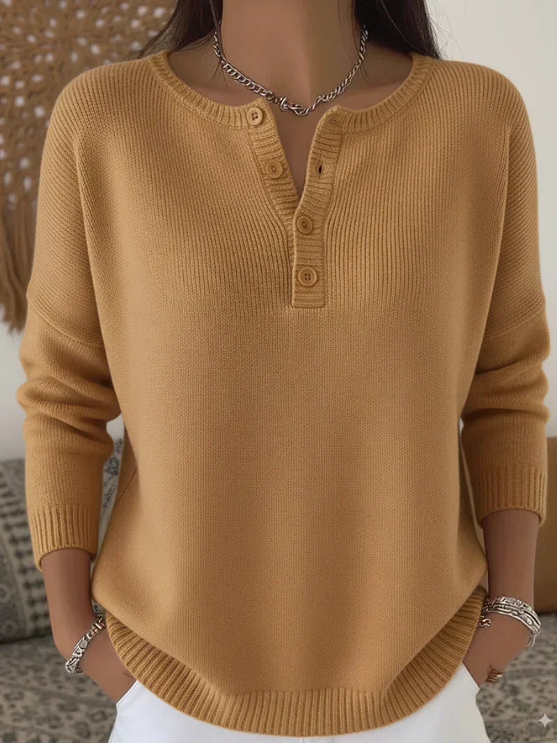 Helena | Strickpullover mit Henley-Knopfleiste