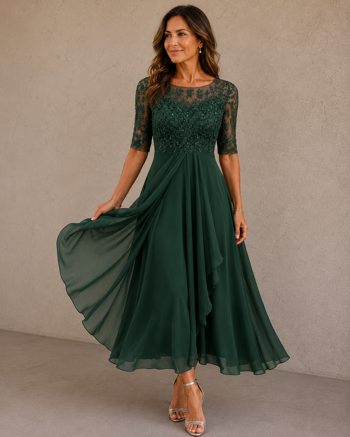 Lioras – Elegantes Kleid mit Spitze und Chiffon