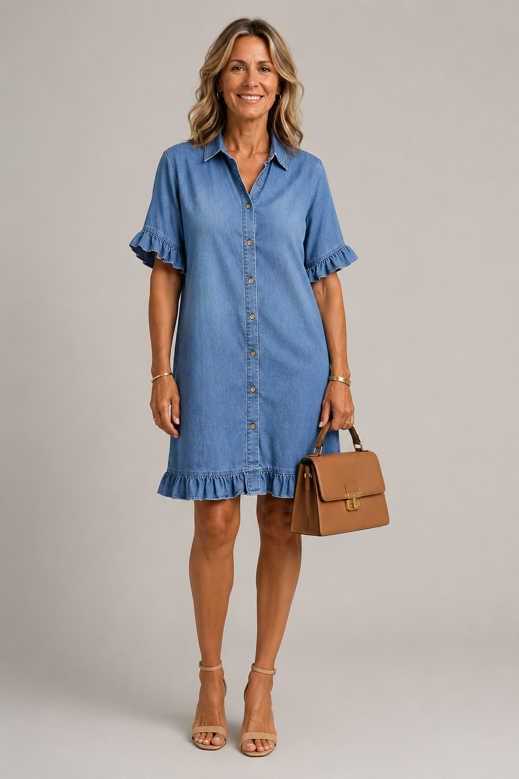 Margaux | Geknöpftes Kleid in Denim-Optik
