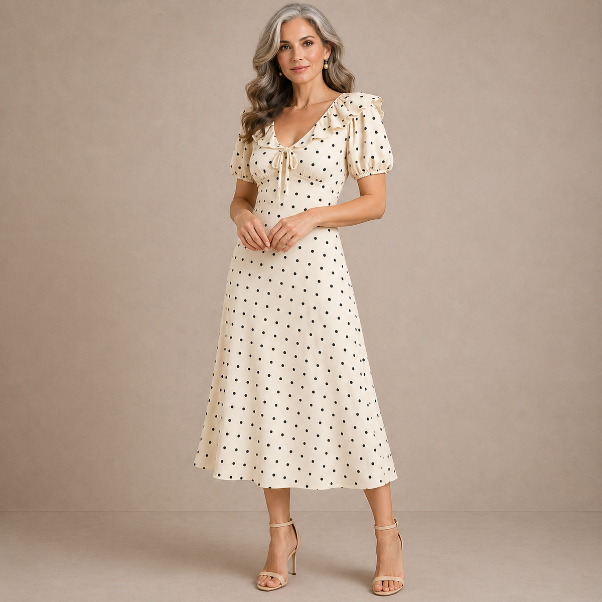 Loveday | Midikleid mit Polka-Dots und Rüschen