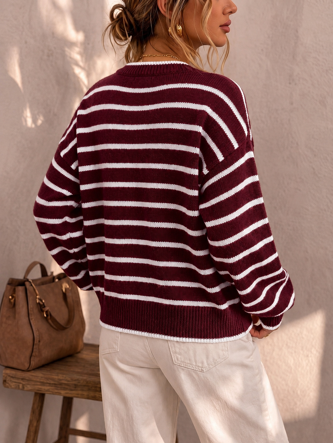 Mabel – Weiche Strickjacke mit Kontraststreifen