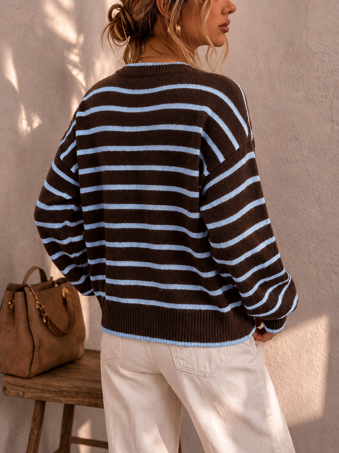 Mabel – Weiche Strickjacke mit Kontraststreifen
