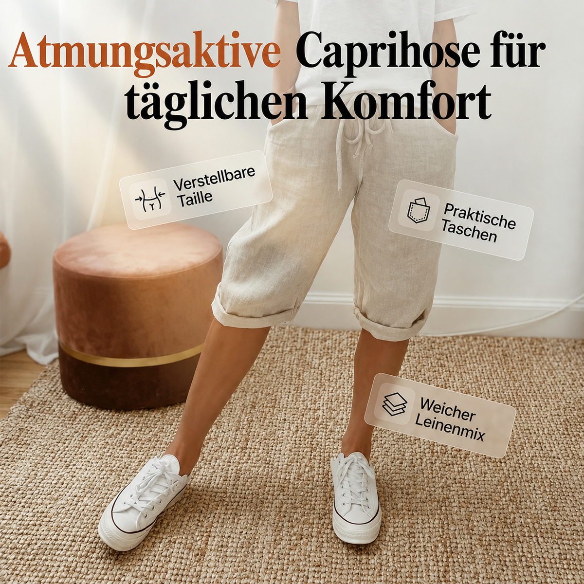 Ingrid | Baumwoll-Leinen Damen Shorts