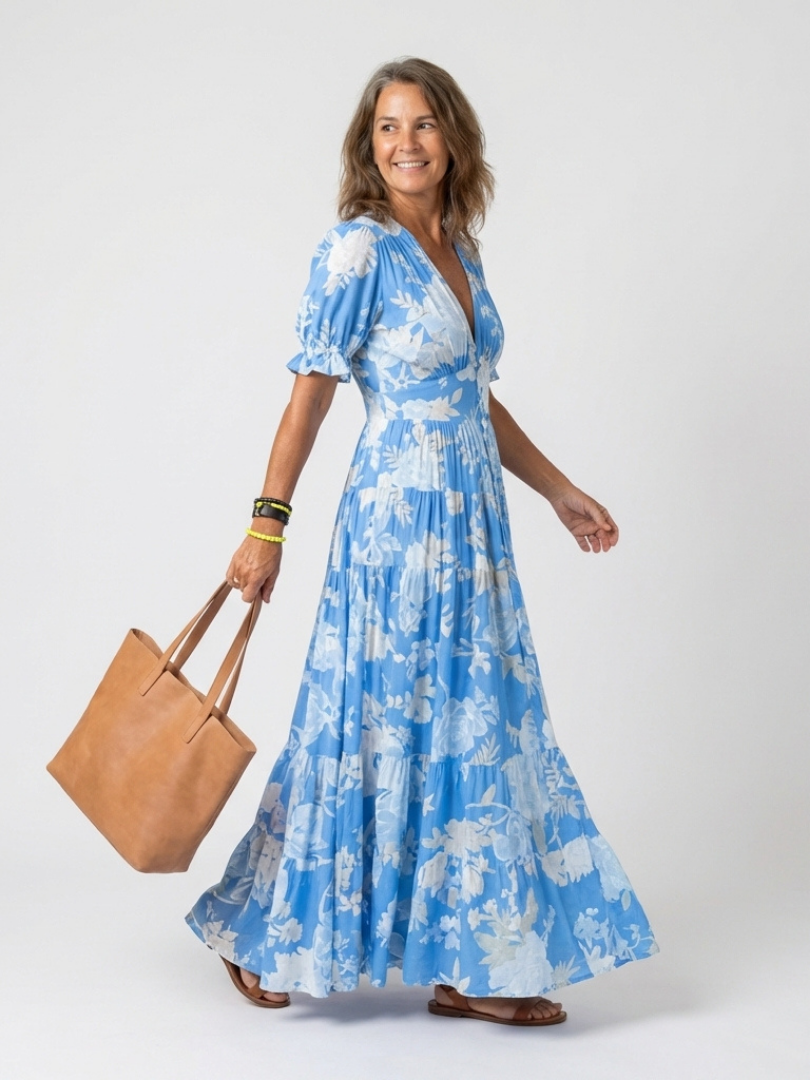 Della | Maxikleid mit Blumenmuster und V-Ausschnitt