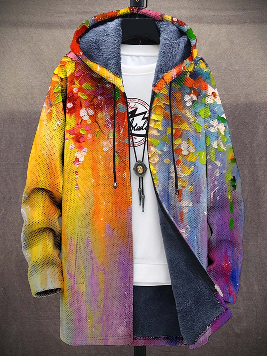 Isabella | Strickjacke mit Kapuze und kunstvollem Print