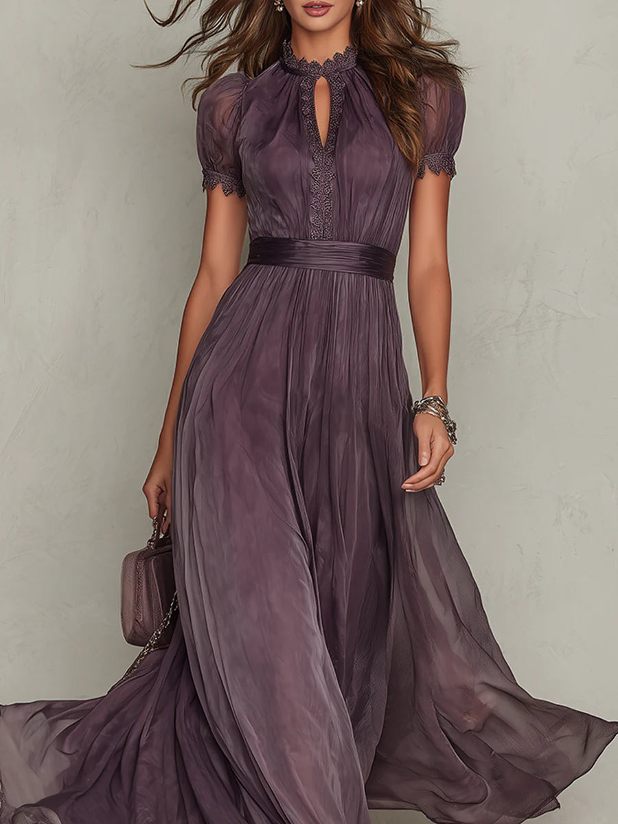 Calla | Plissiertes Midikleid mit Puffärmeln