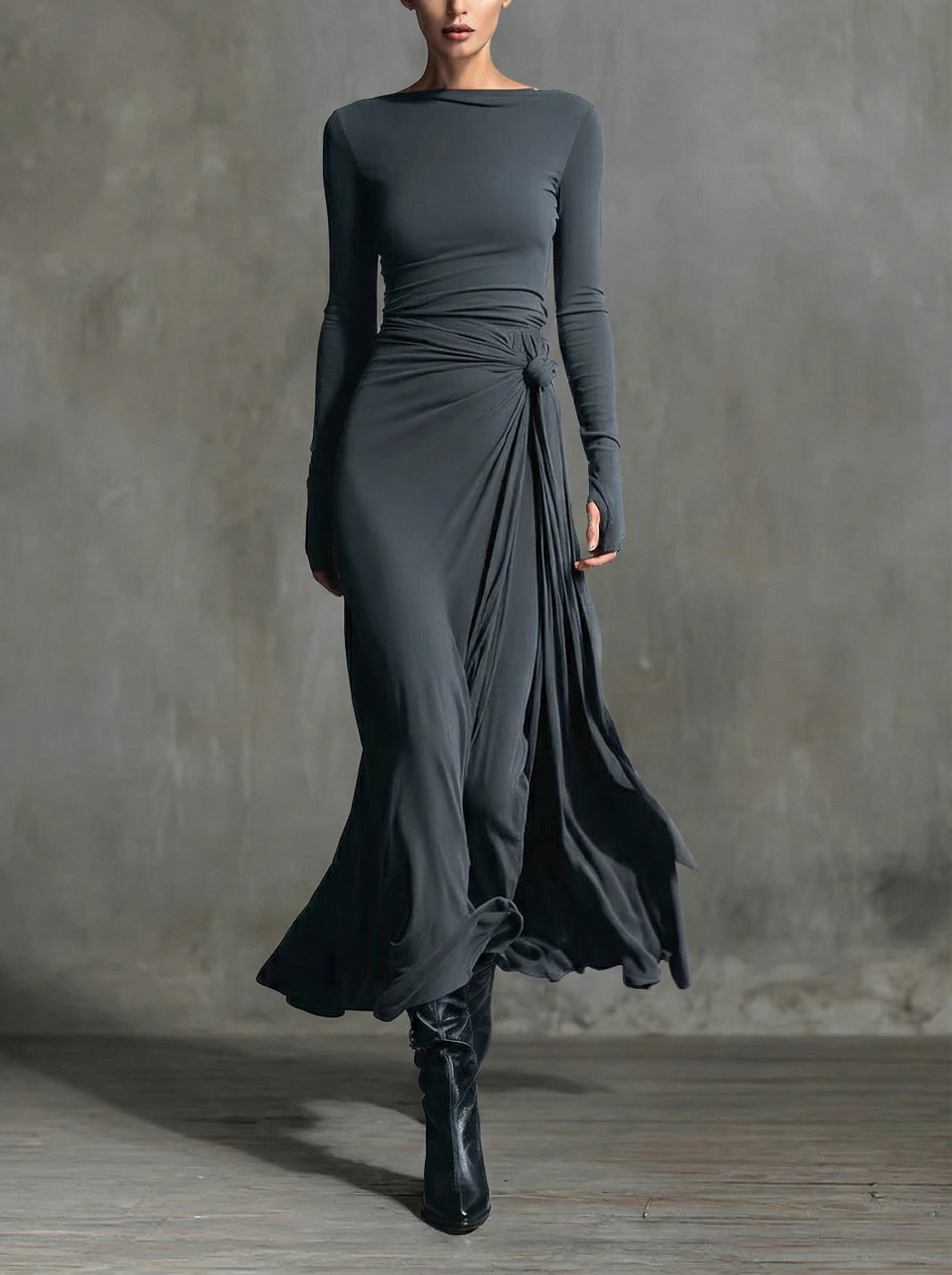 Naomie | Maxikleid mit seitlicher Schleife