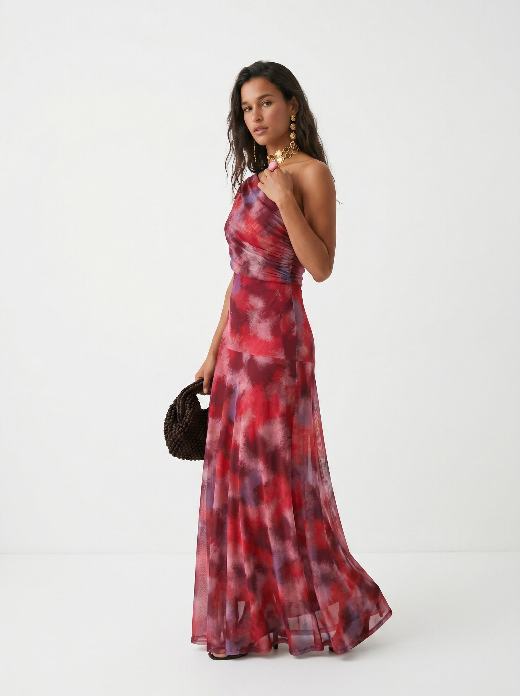 Thea | One-Shoulder-Maxikleid mit Print
