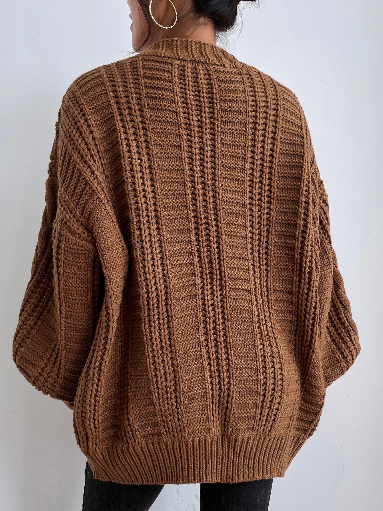 Oversize-Zopfstrick-Cardigan