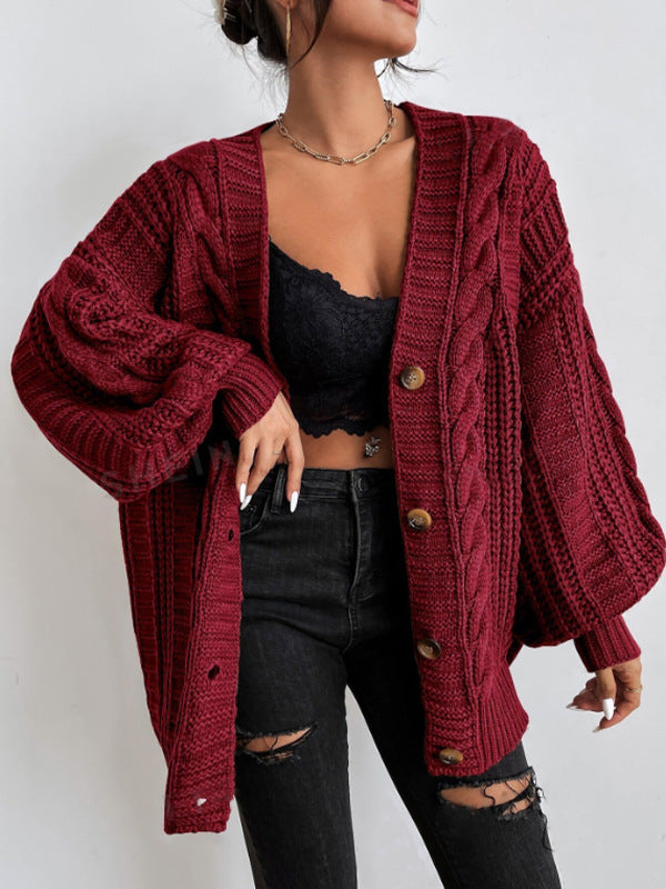 Oversize-Zopfstrick-Cardigan