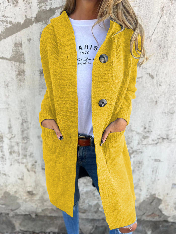 Lange Strickcardigan für Damen mit Knöpfen