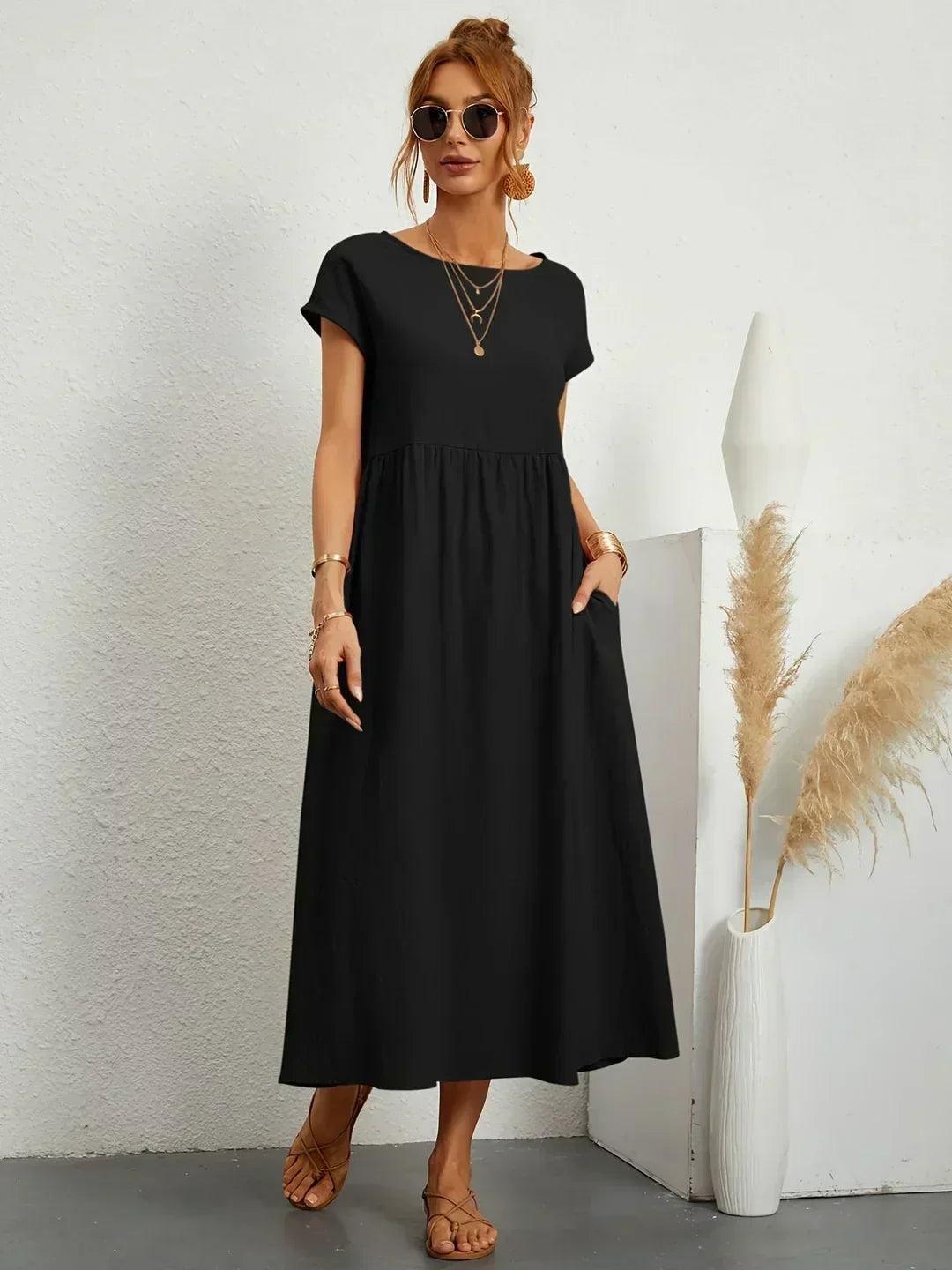 Nerys | Atmungsaktives weißes Midikleid