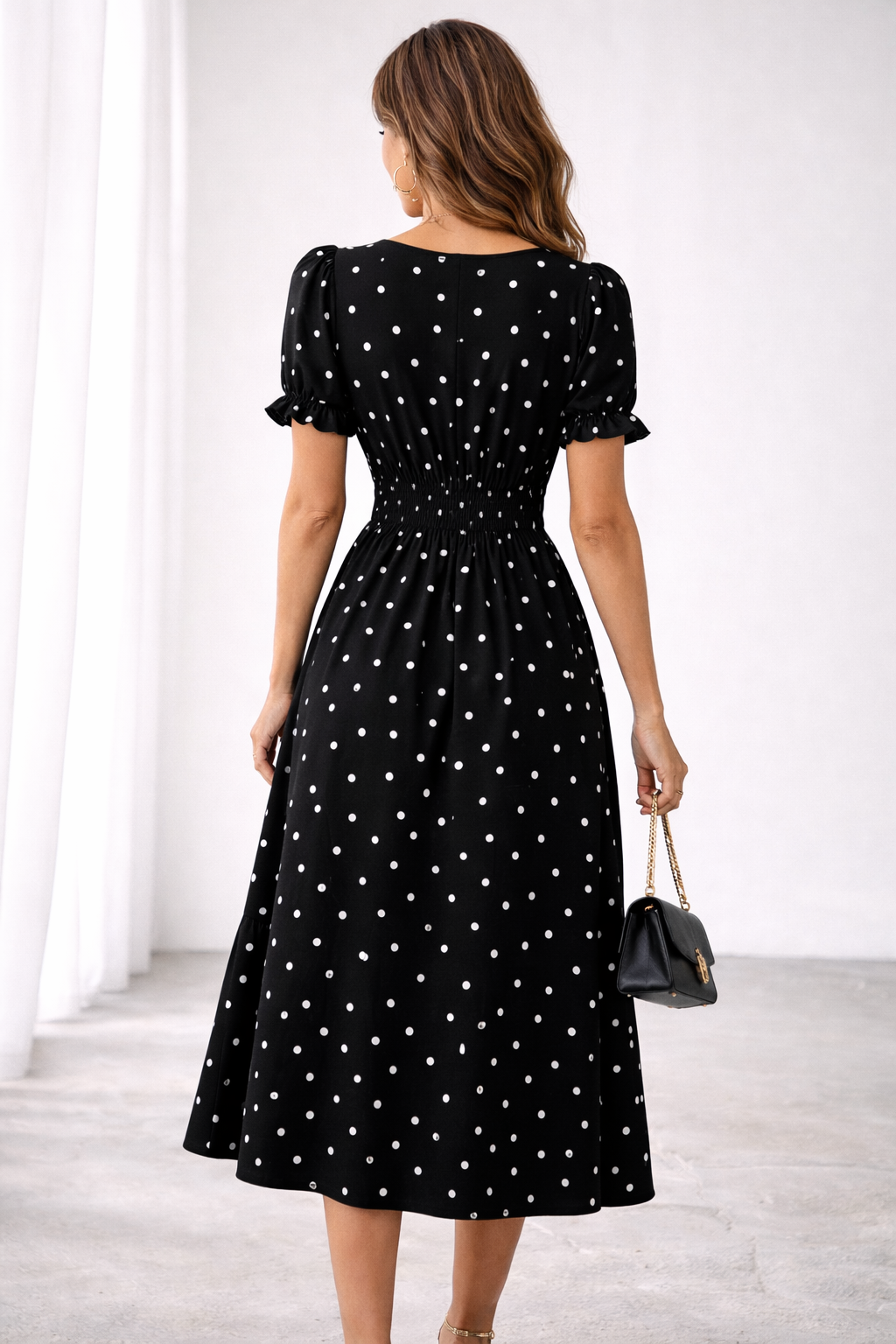 Loveday | Midikleid mit Polka-Dots und Rüschen