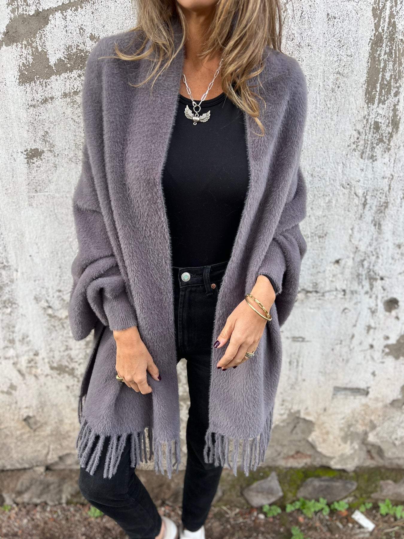 Lange warme Strickcardigan für Damen