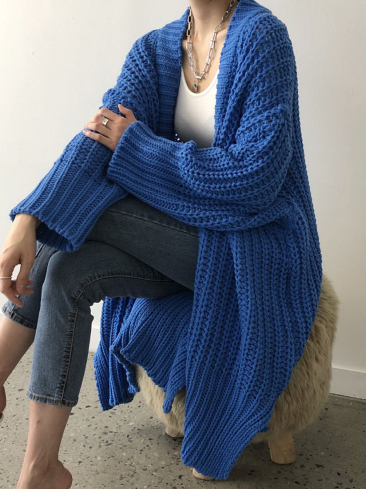 Oversize-Strickcardigan mit Schlitz