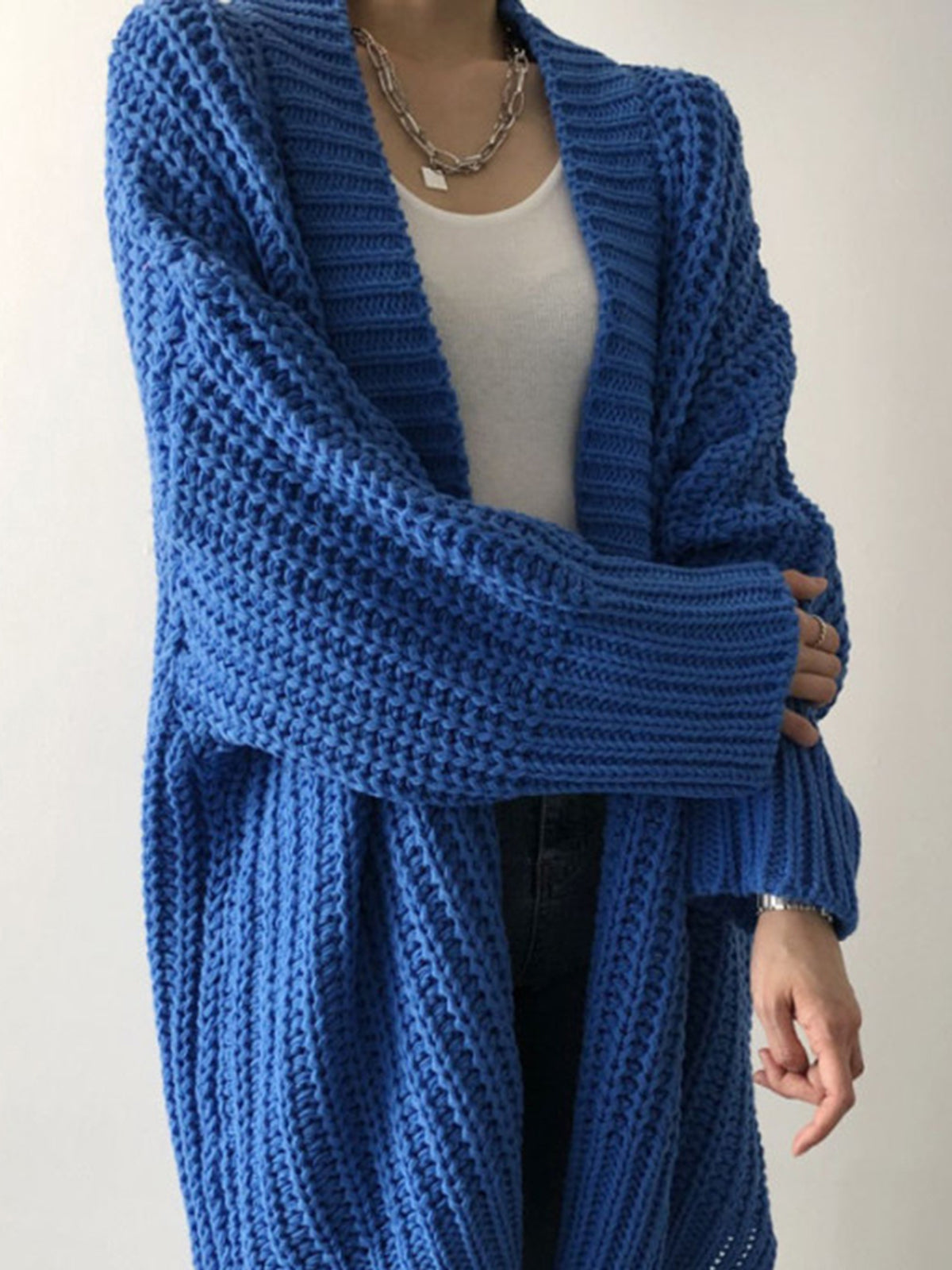 Oversize-Strickcardigan mit Schlitz