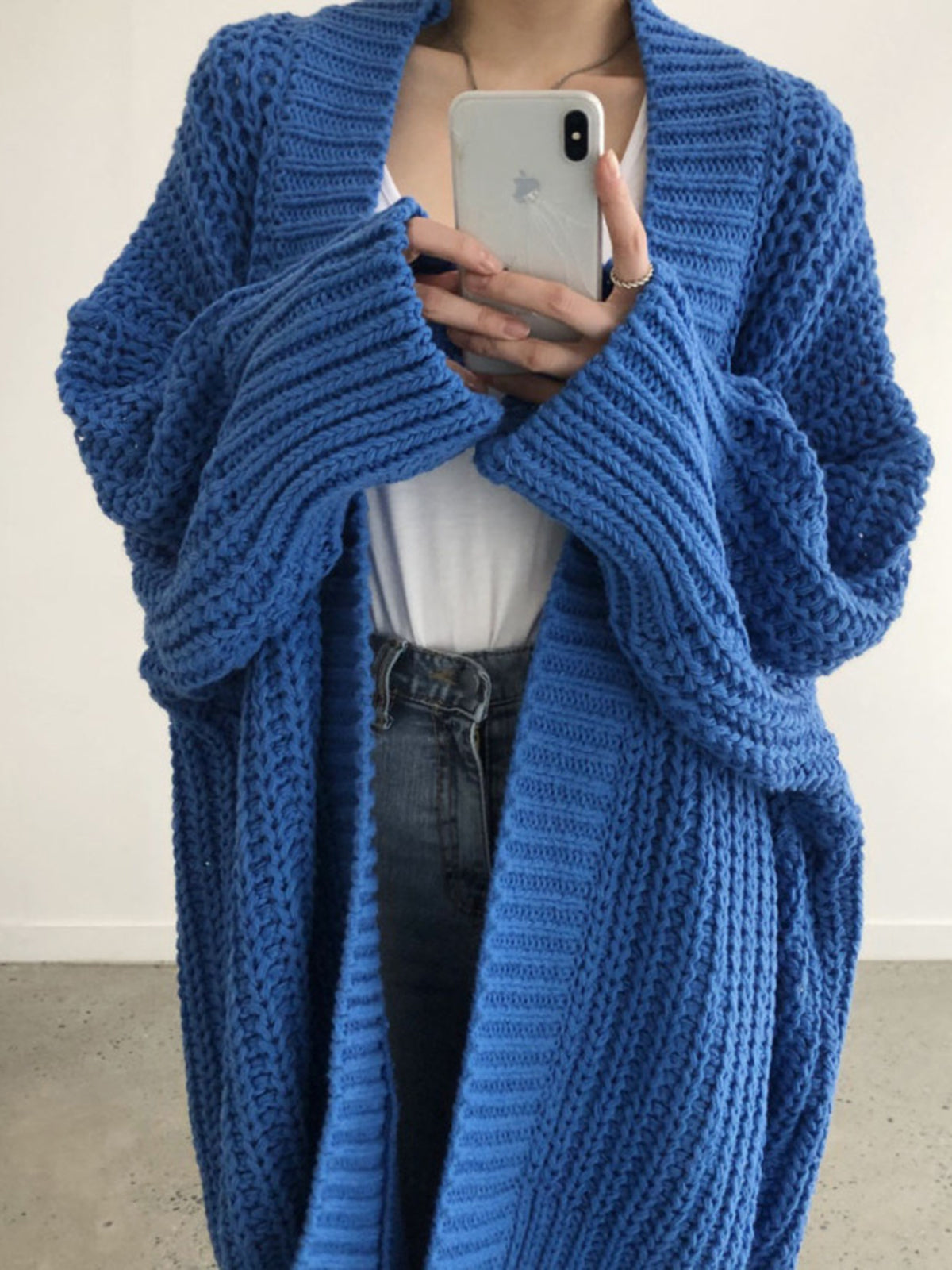 Oversize-Strickcardigan mit Schlitz