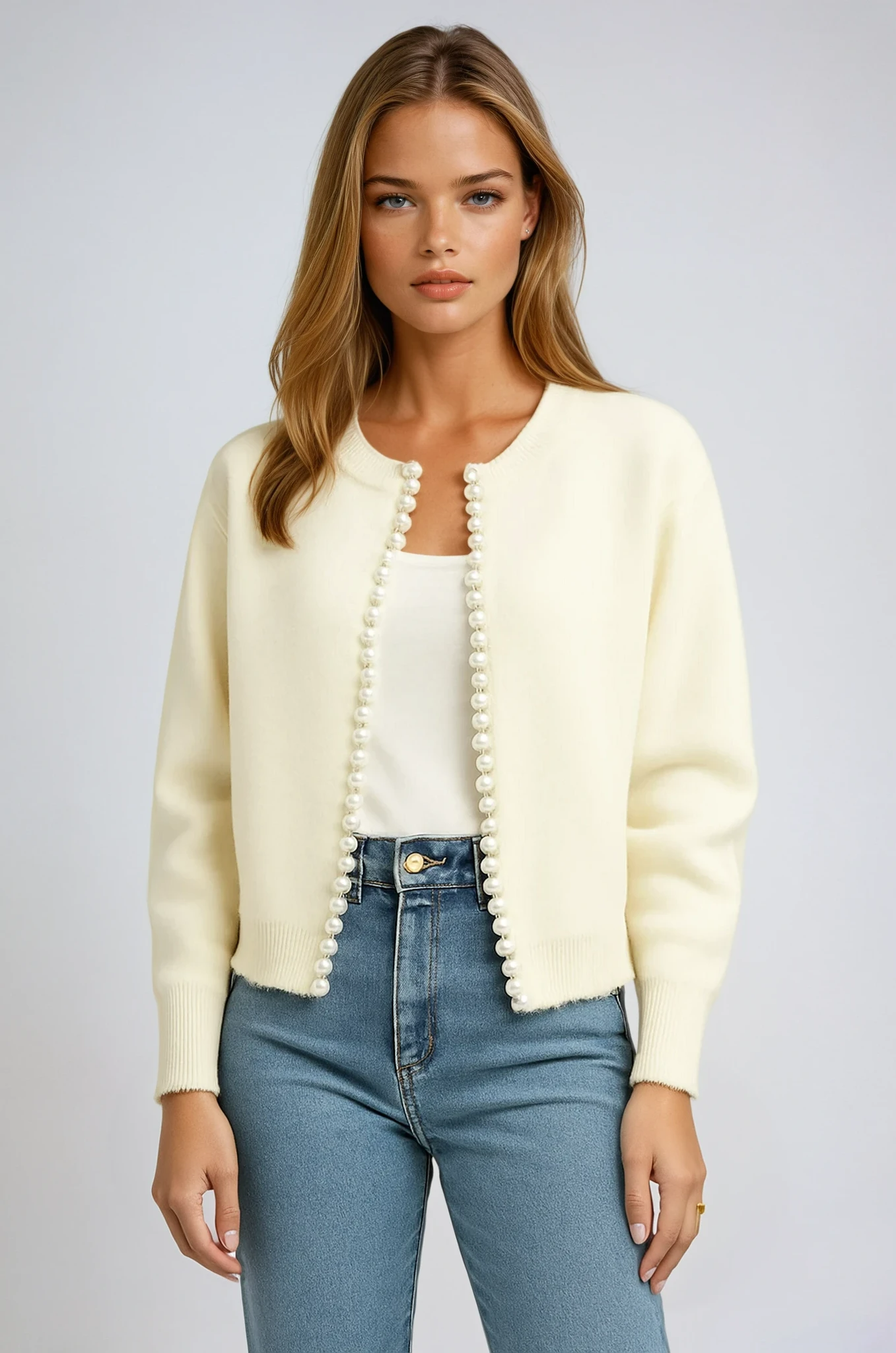 Cardigan mit Perlenbesatz