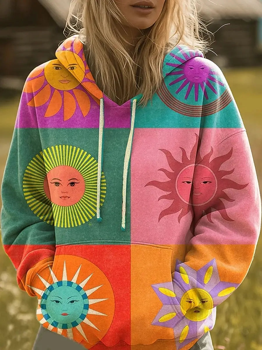 Thalindra | Regenbogen-Hoodie mit Sunburst-Print