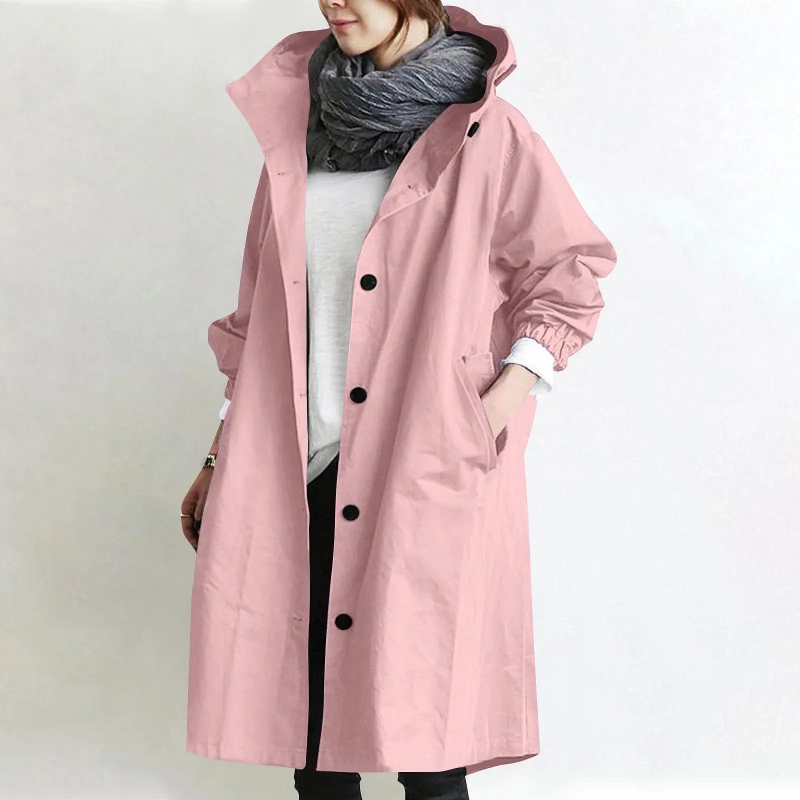Theodora | Langer Trenchcoat mit Kapuze