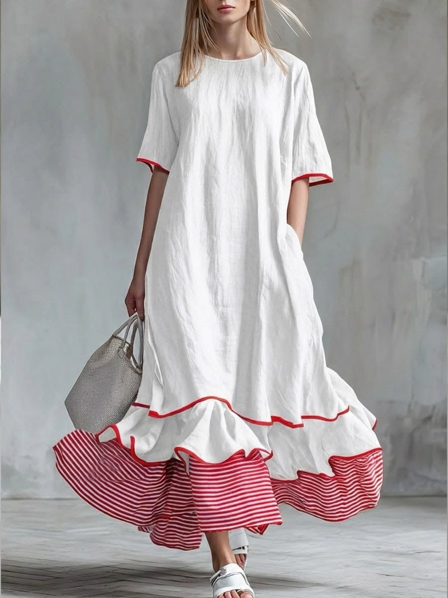 Lässiges Patchwork-Kleid mit Streifen