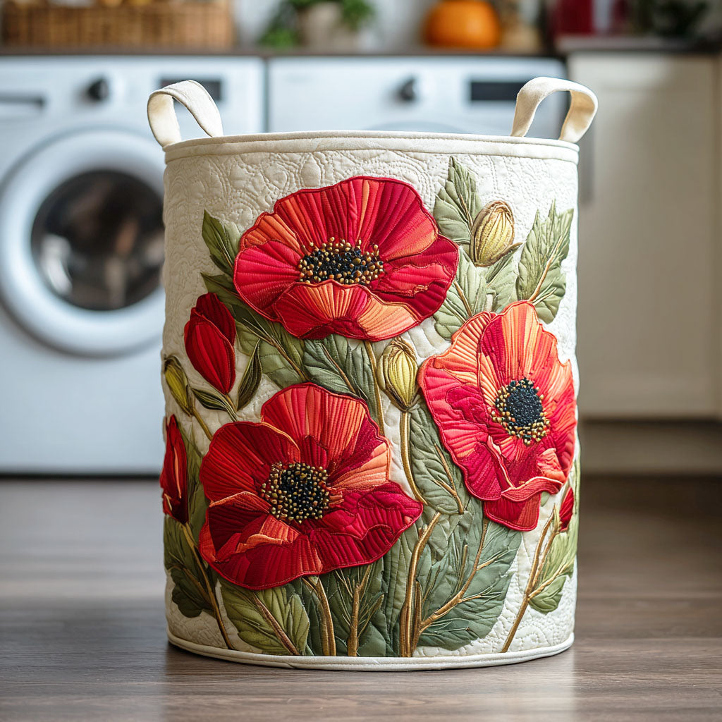 Gepolsterter Korb mit roten Mohnblumen