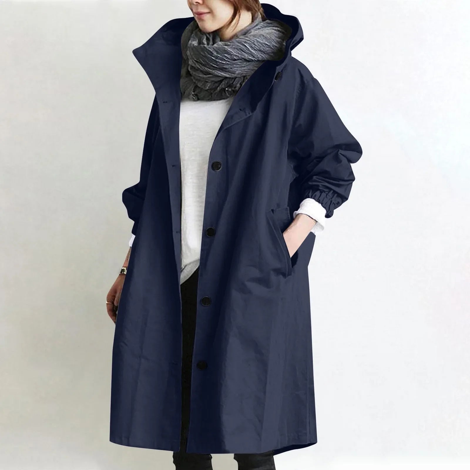 Theodora | Langer Trenchcoat mit Kapuze