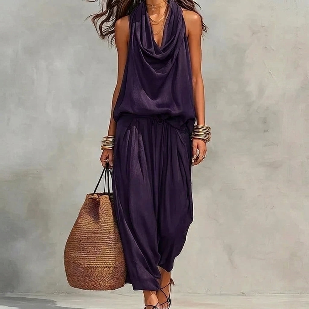 Ambre | Fließendes Set mit drapiertem Neckholder-Top und Hose