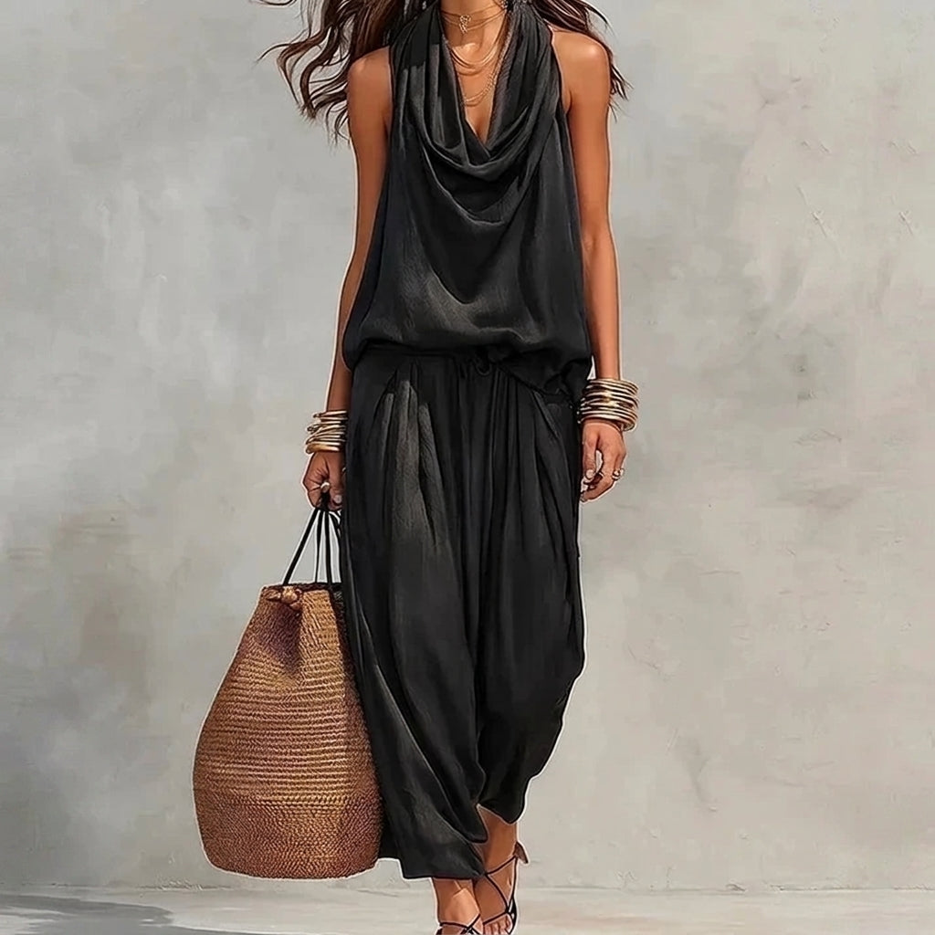 Ambre | Fließendes Set mit drapiertem Neckholder-Top und Hose