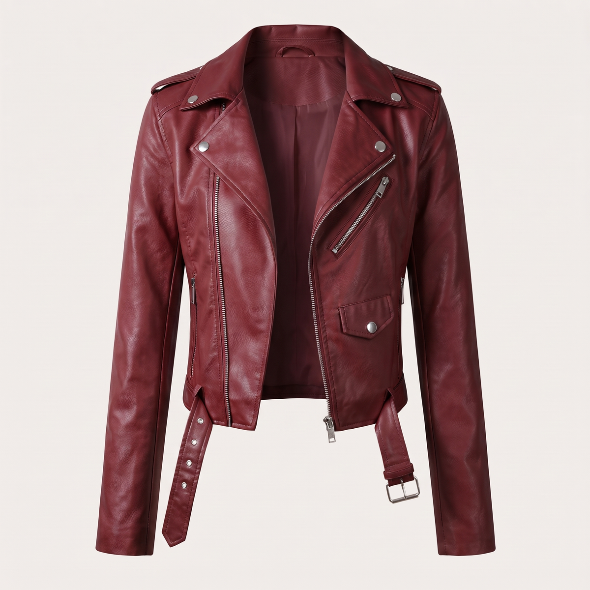 Lucilla | Kurze Bikerjacke mit Gürtel