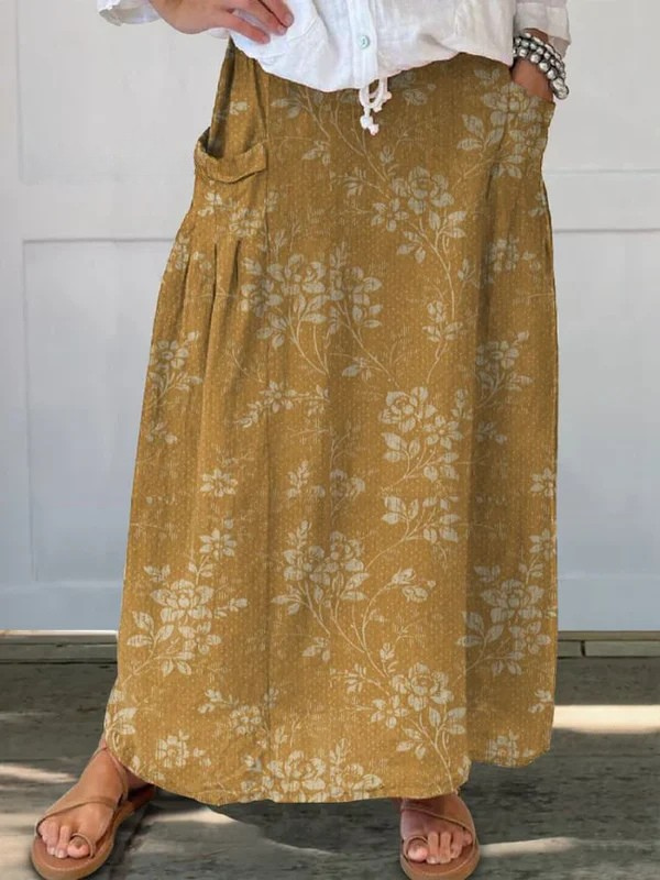 Princess™ | Vintage-Blumenrock mit elastischem Bund und Taschen